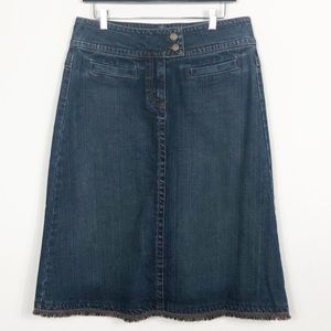 mid length blue jean skirts